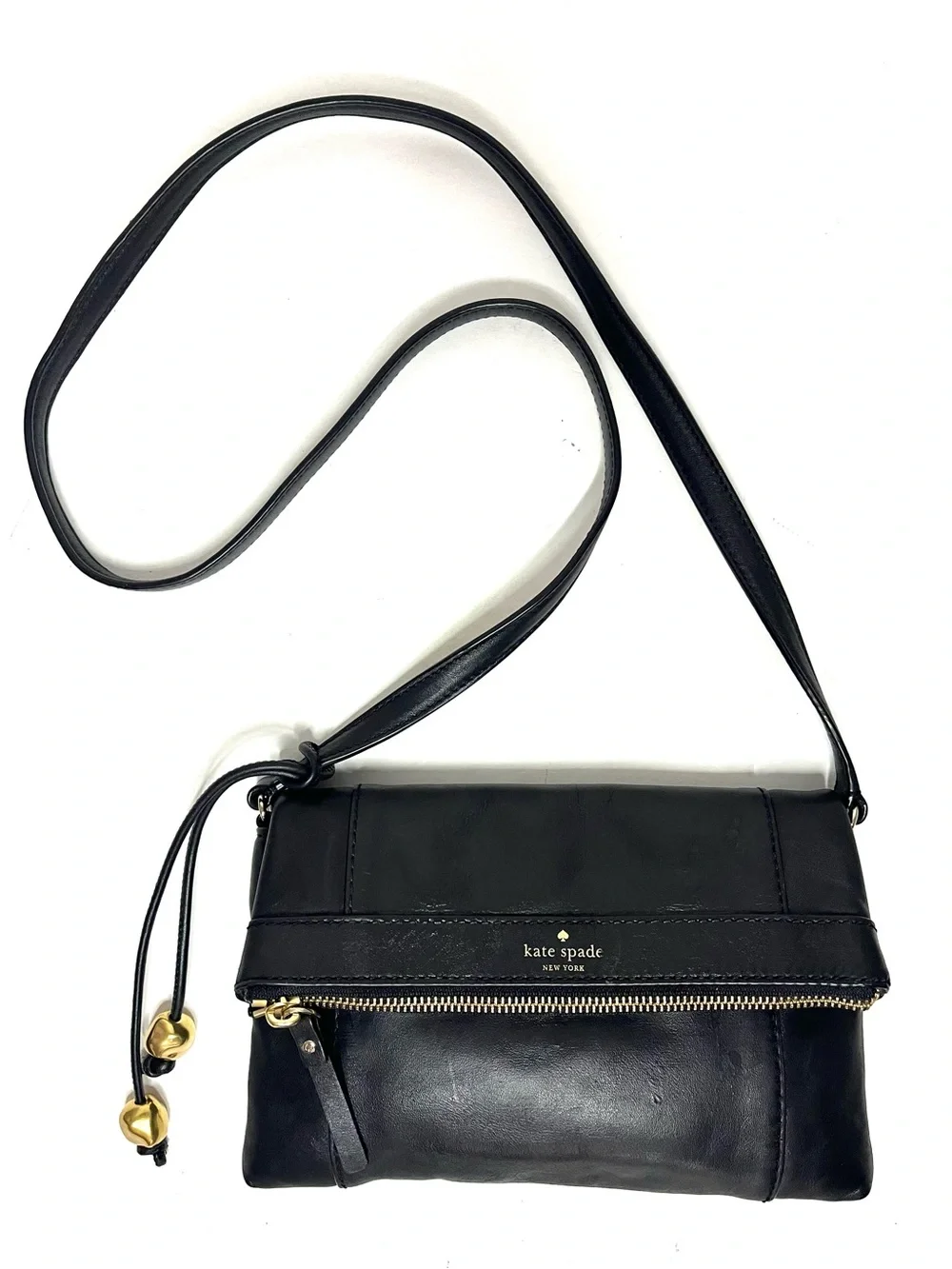 Kate Spade Fremont Place Julian Black Leather Fold-over Crossbody